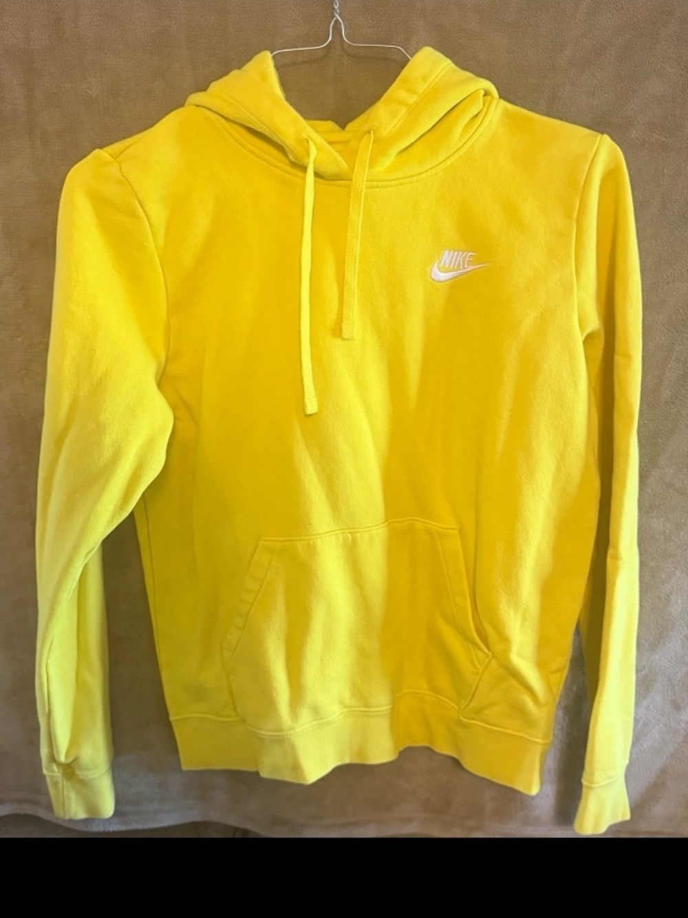 Nike Bright Yellow Pullover Hoodie with White Swoosh